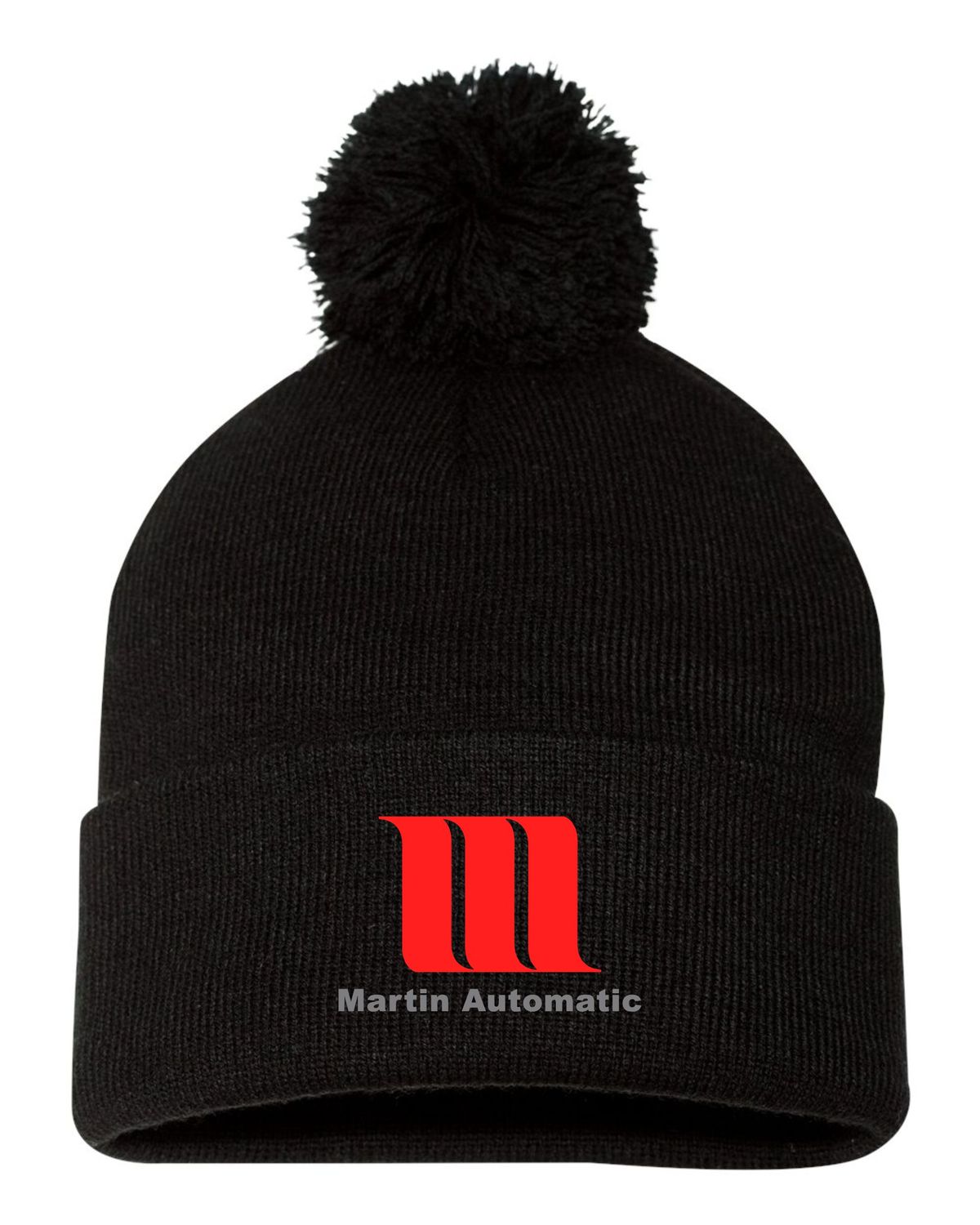 Martin Automatic Pom-Pom Cuffed Beanie, Black