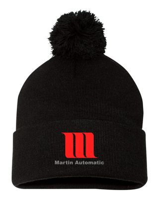 Martin Automatic Pom-Pom Cuffed Beanie, Black