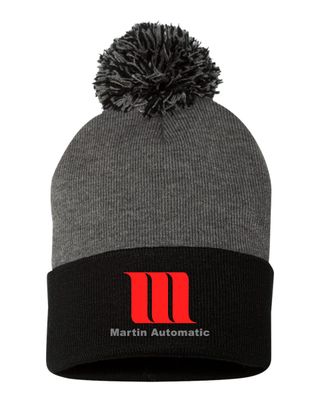 Martin Automatic Pom-Pom Cuffed Beanie, Dark Heather Grey/Black