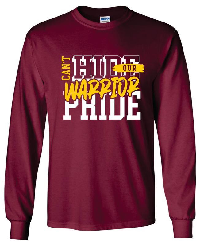WARRIOR PRIDE LONG SLEEVE T-SHIRT, MAROON