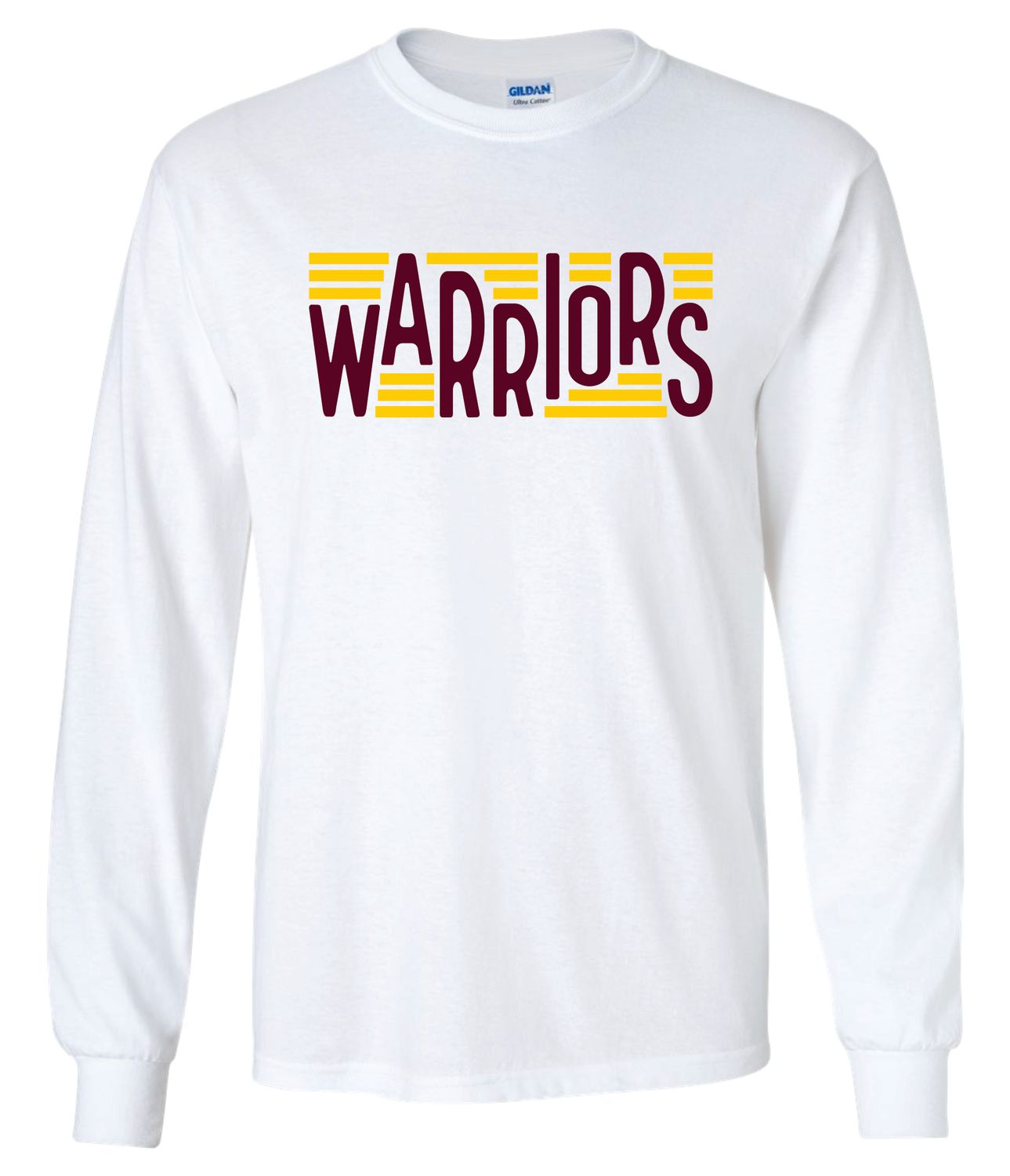 WARRIORS LONG SLEEVE T-SHIRT, WHITE ***GLITTER LOGO***