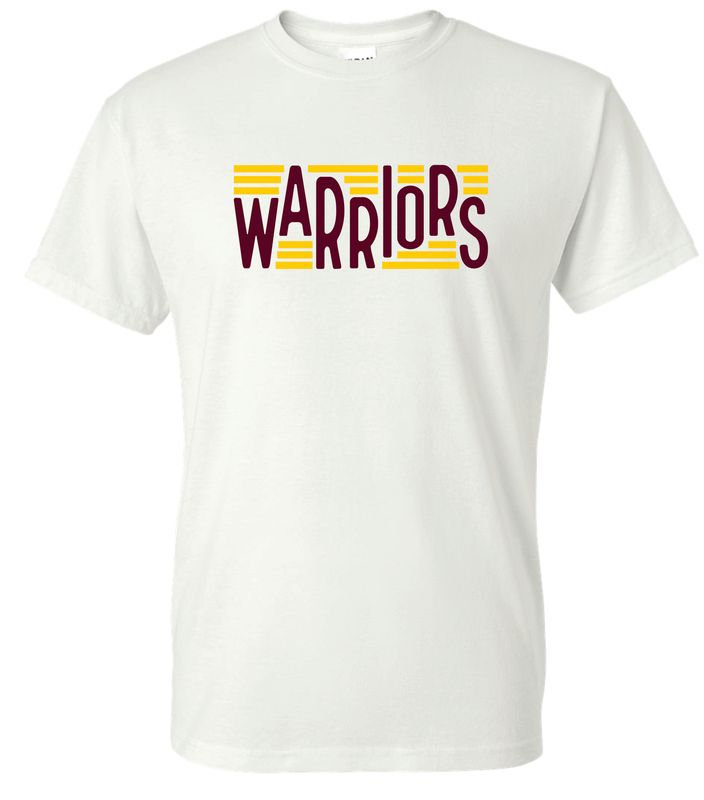 WARRIORS T-SHIRT, WHITE ***GLITTER LOGO***