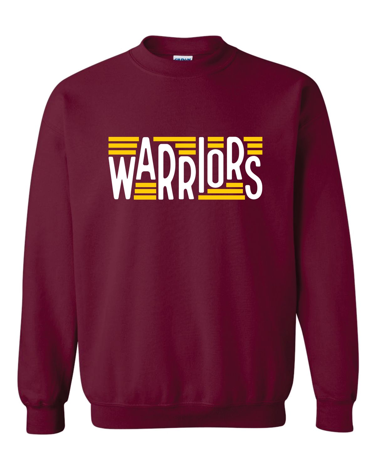 WARRIORS CREWNECK SWEATSHIRT, MAROON ***GLITTER LOGO***