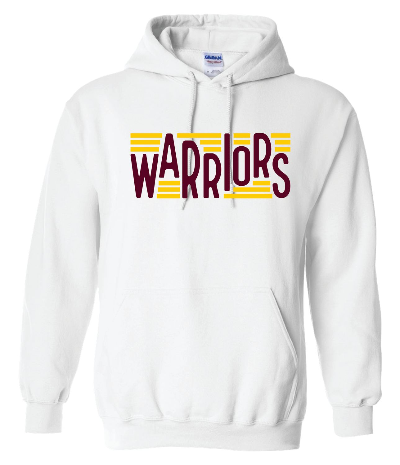 WARRIORS HOODED SWEATSHIRT, WHITE ***GLITTER LOGO***