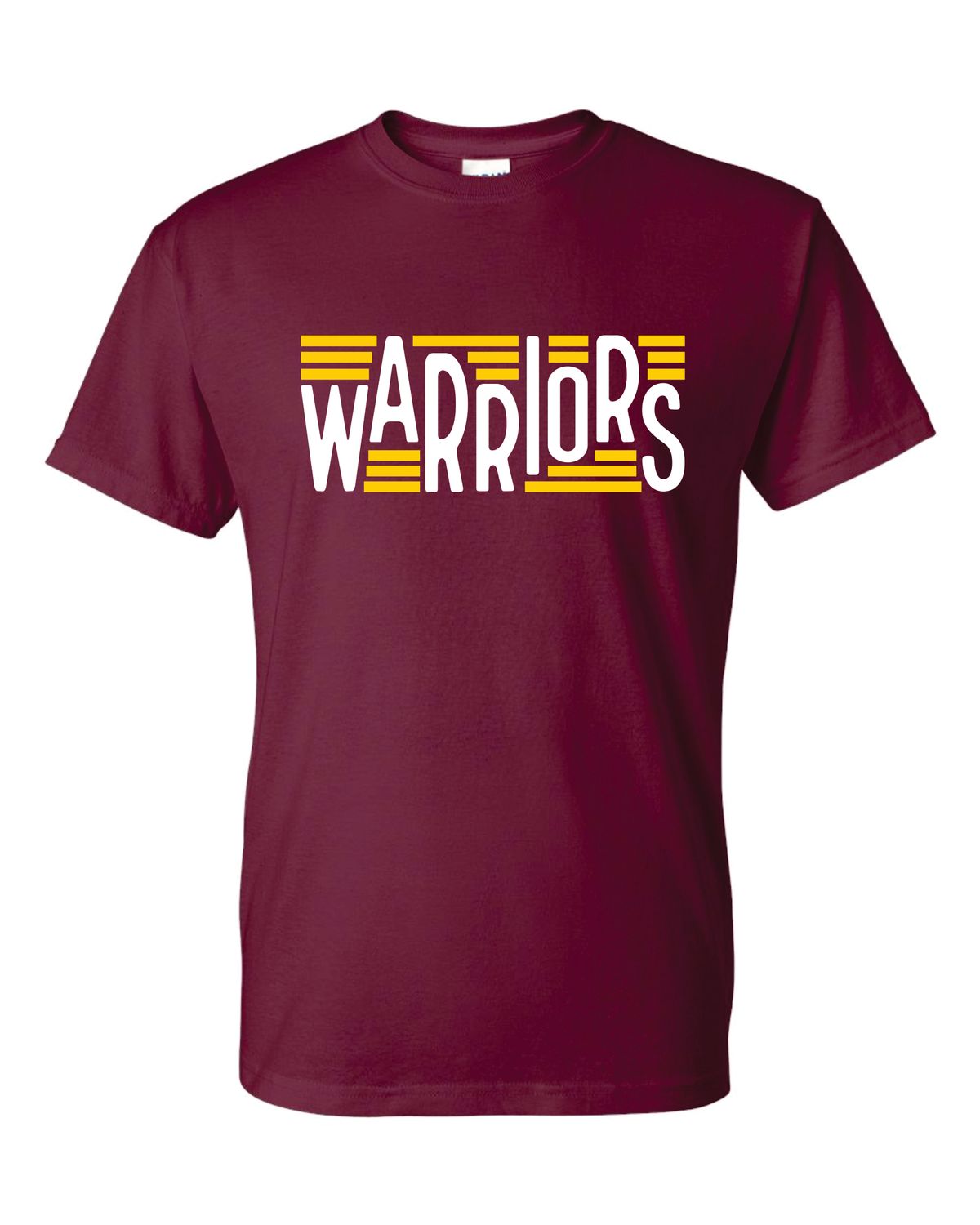 WARRIORS T-SHIRT, MAROON ***GLITTER LOGO***