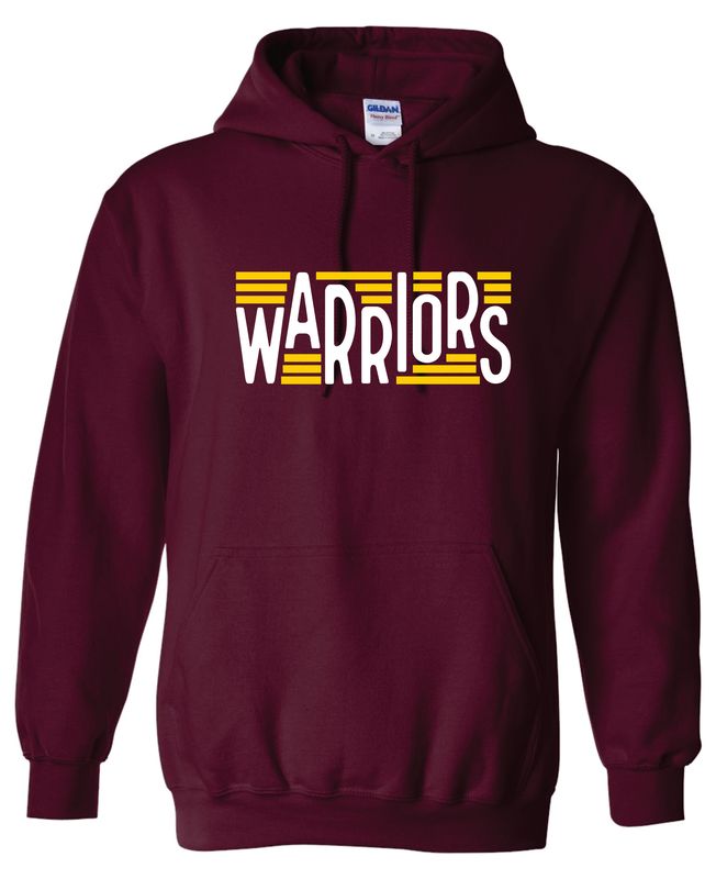 WARRIORS HOODED SWEATSHIRT, MAROON ***GLITTER LOGO***