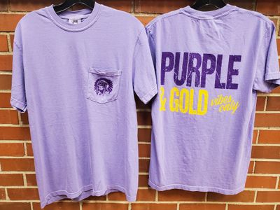 Purple &amp; Gold Vibes Garment-Dyed Pocket T-shirt, Violet