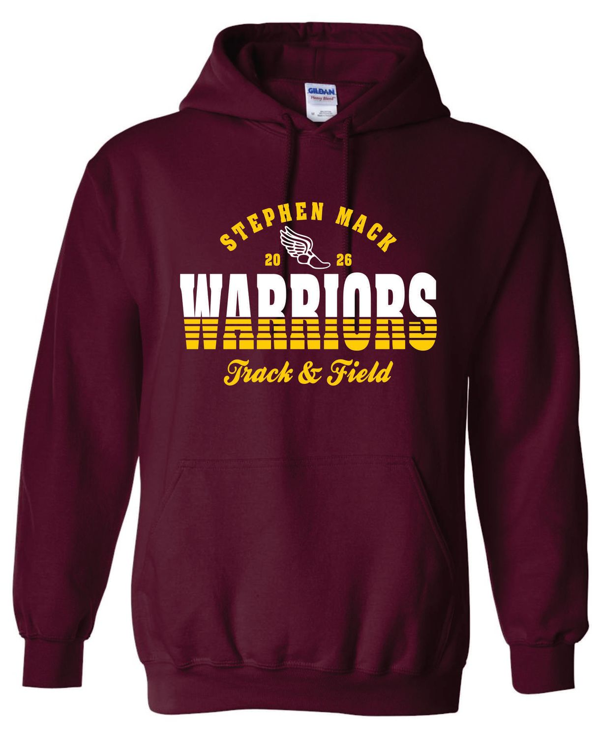 STEPHEN MACK TRACK &amp; FIELD HOODED SWEATSHIRT, MAROON