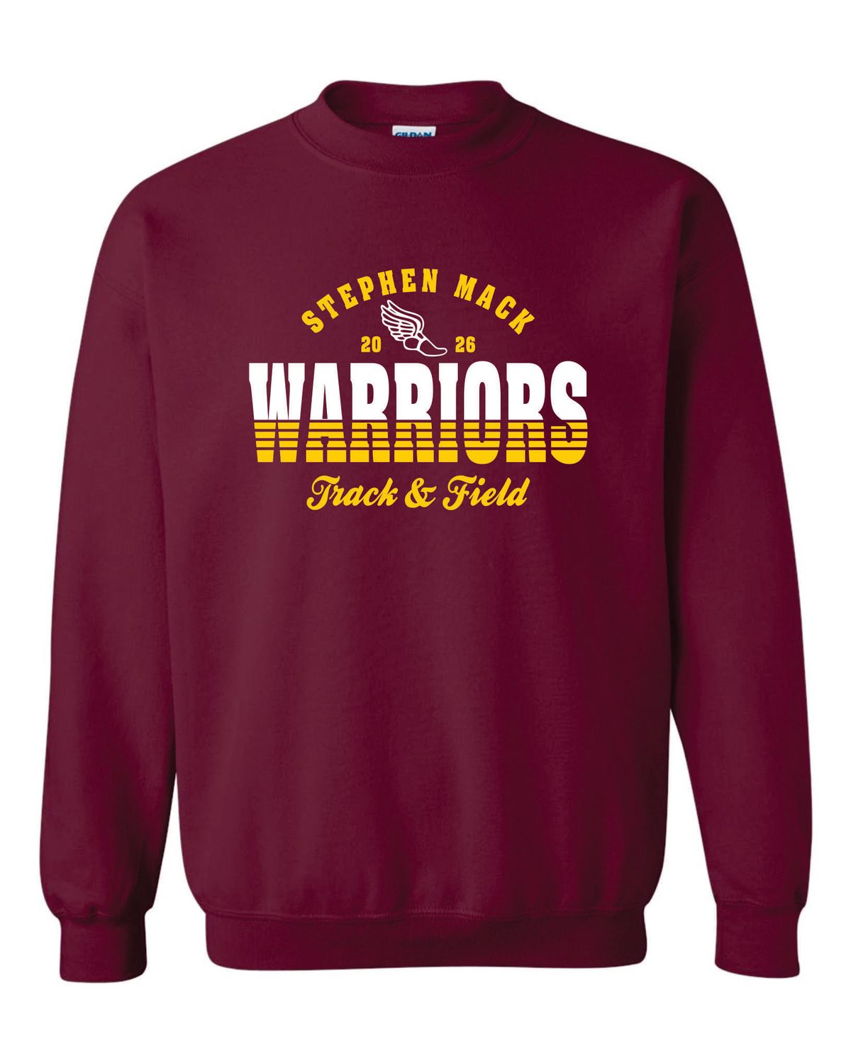 STEPHEN MACK TRACK &amp; FIELD CREWNECK SWEATSHIRT, MAROON