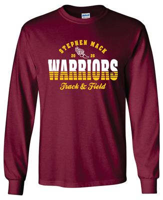 STEPHEN MACK TRACK &amp; FIELD LONG SLEEVE T-SHIRT, MAROON