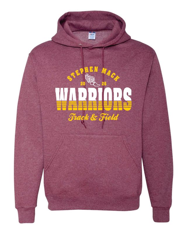 STEPHEN MACK TRACK &amp; FIELD HOODED SWEATSHIRT, VINTAGE HEATHER MAROON