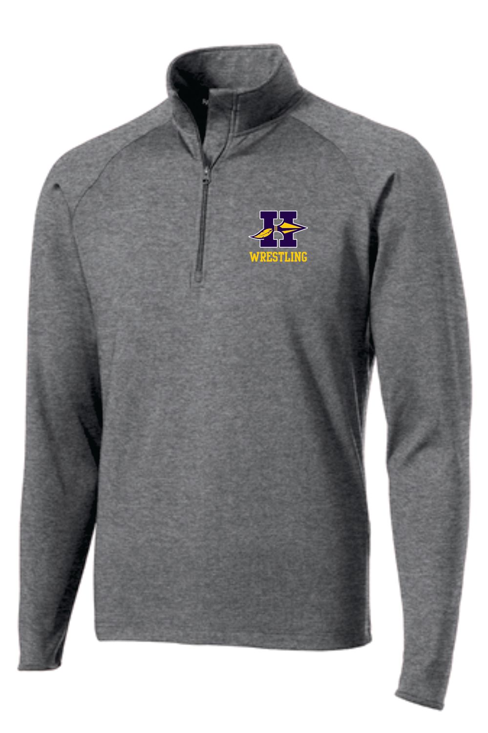 HONONEGAH WRESTLING 1/4 ZIP PULLOVER, CHARCOAL GREY HEATHER