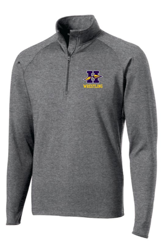 HONONEGAH WRESTLING 1/4 ZIP PULLOVER, CHARCOAL GREY HEATHER