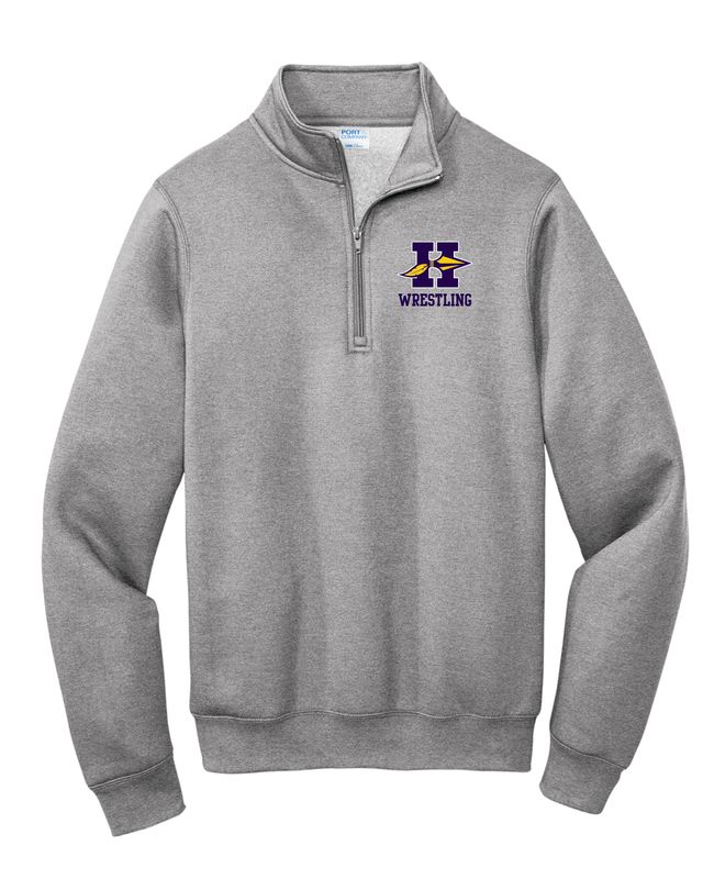 HONONEGAH WRESTLING 1/4 ZIP SWEATSHIRT, ATHLETIC GREY