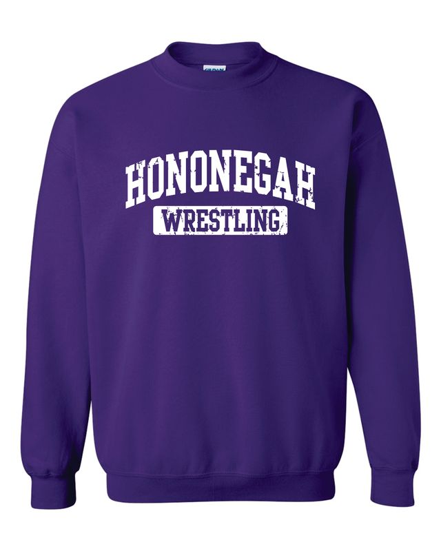 HONONEGAH WRESTLING CREWNECK SWEATSHIRT, PURPLE