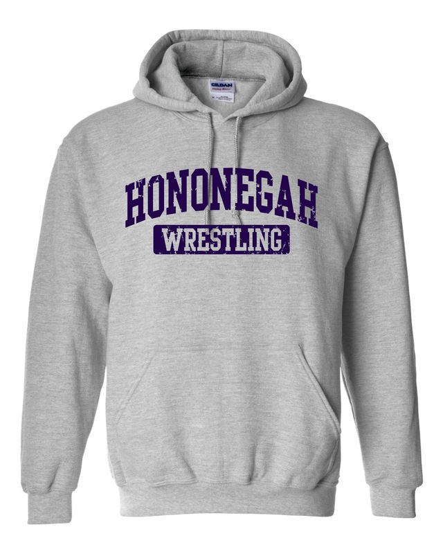 HONONEGAH WRESTLING HOODED SWEATSHIRT, SPORT GREY