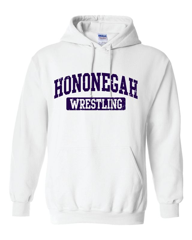 HONONEGAH WRESTLING HOODED SWEATSHIRT, WHITE