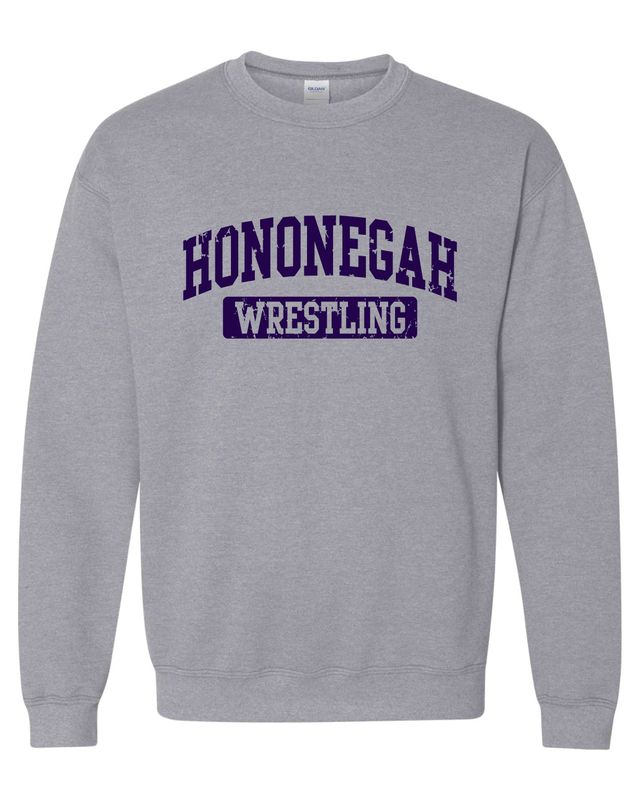 HONONEGAH WRESTLING CREWNECK SWEATSHIRT, SPORT GREY