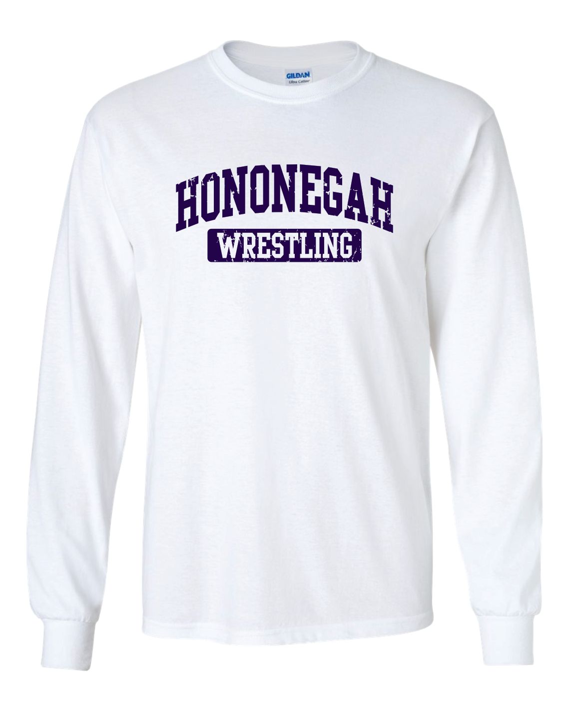 HONONEGAH WRESTLING LONG SLEEVE T-SHIRT, WHITE