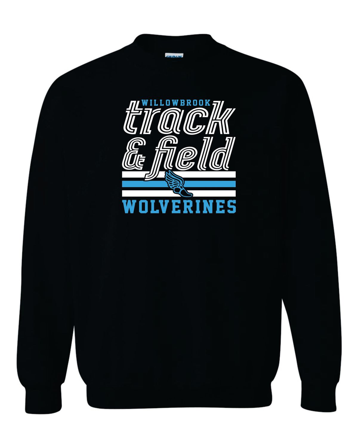 Willowbrook Track &amp; Field Crewneck Sweatshirt, Black