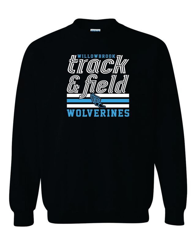 Willowbrook Track &amp; Field Crewneck Sweatshirt, Black