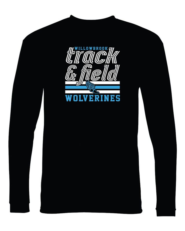 Willowbrook Track &amp; Field Long Sleeved Performance T-shirt, Black