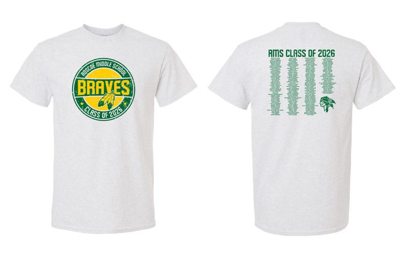 Roscoe Middle School Class of 2026 T-shirt, Ash Grey