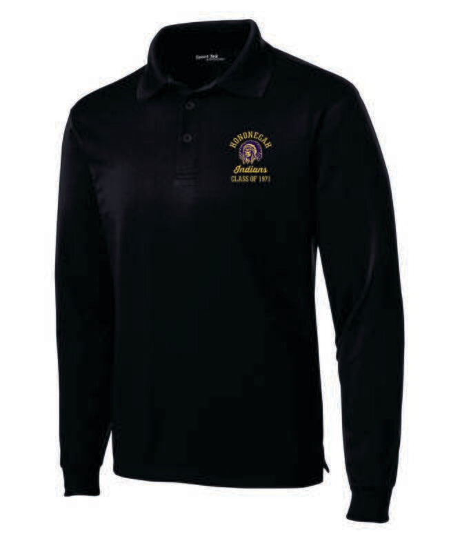 Hononegah Class of 1971 Long Sleeve Polo, Black
