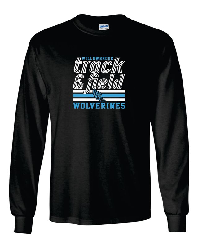 Willowbrook Track &amp; Field Long Sleeve T-shirt, Black