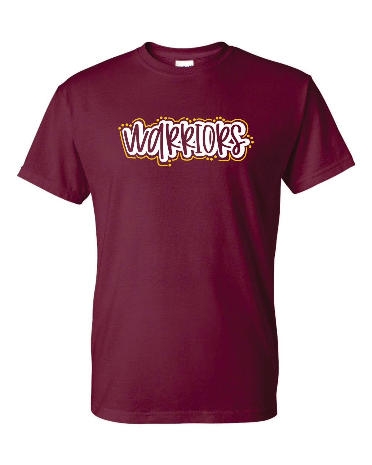 WARRIORS T-SHIRT, MAROON ***GLITTER LOGO***