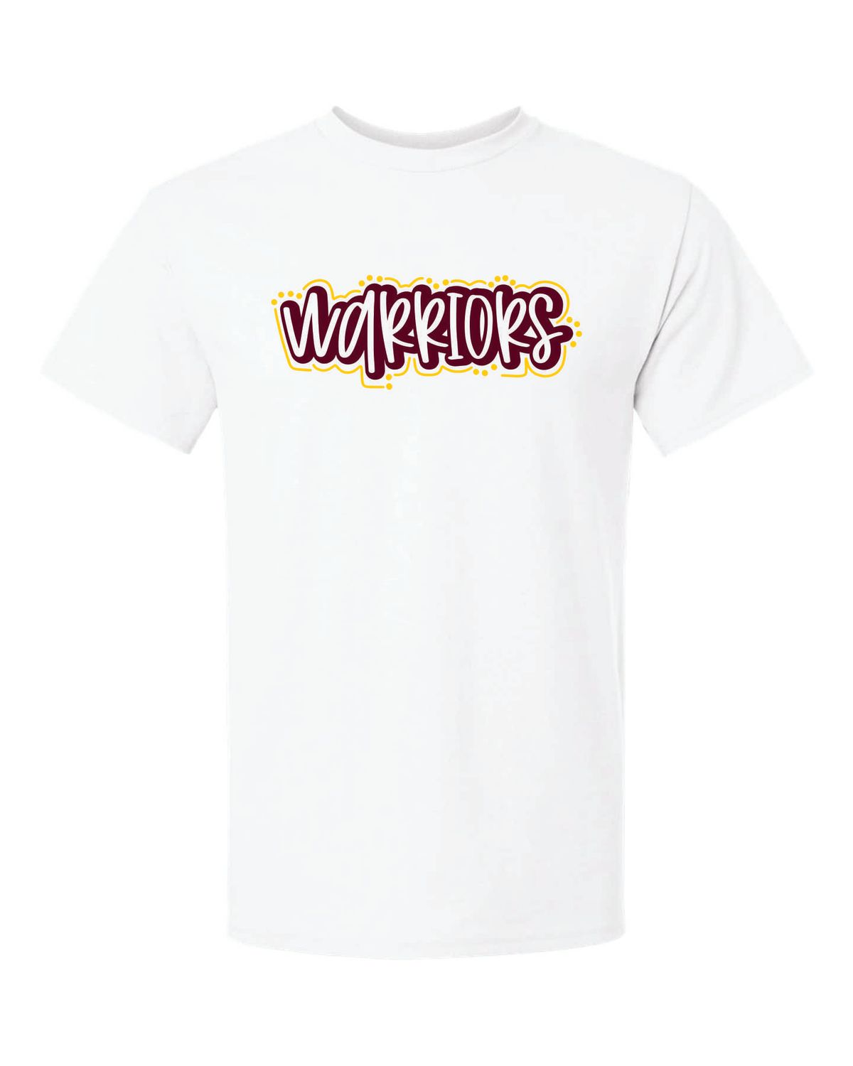 WARRIORS T-SHIRT, WHITE ***GLITTER LOGO***