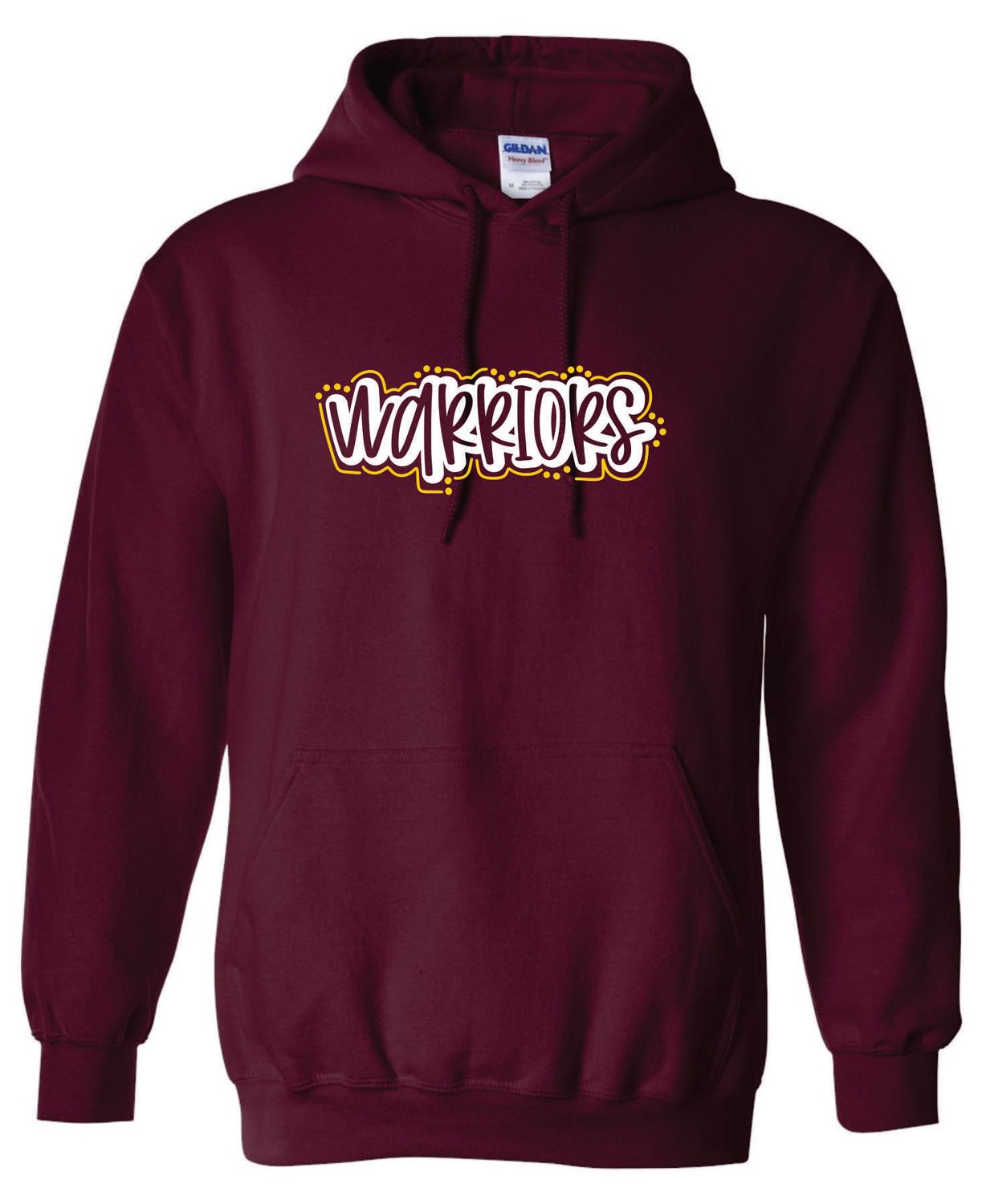 WARRIORS HOODED SWEATSHIRT, MAROON ***GLITTER LOGO***