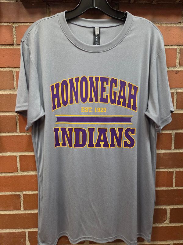 Hononegah Indians Performance T-shirt, Heather Steel