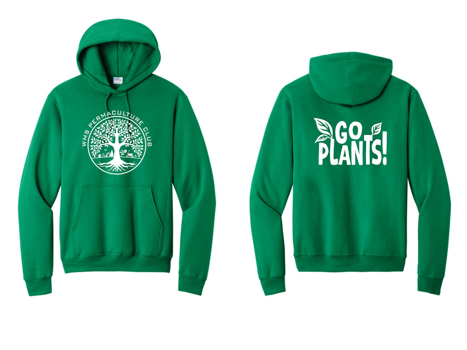WMS PERMACULTURE CLUB HOODED SWEATSHIRT, KELLY GREEN