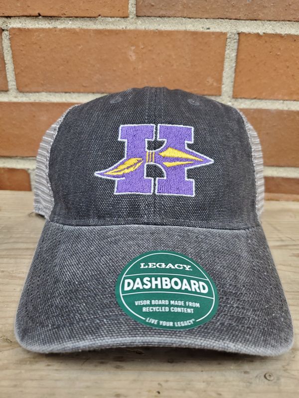 Hononegah Legacy Dashboard Trucker Cap, Embroidered, Black/Grey