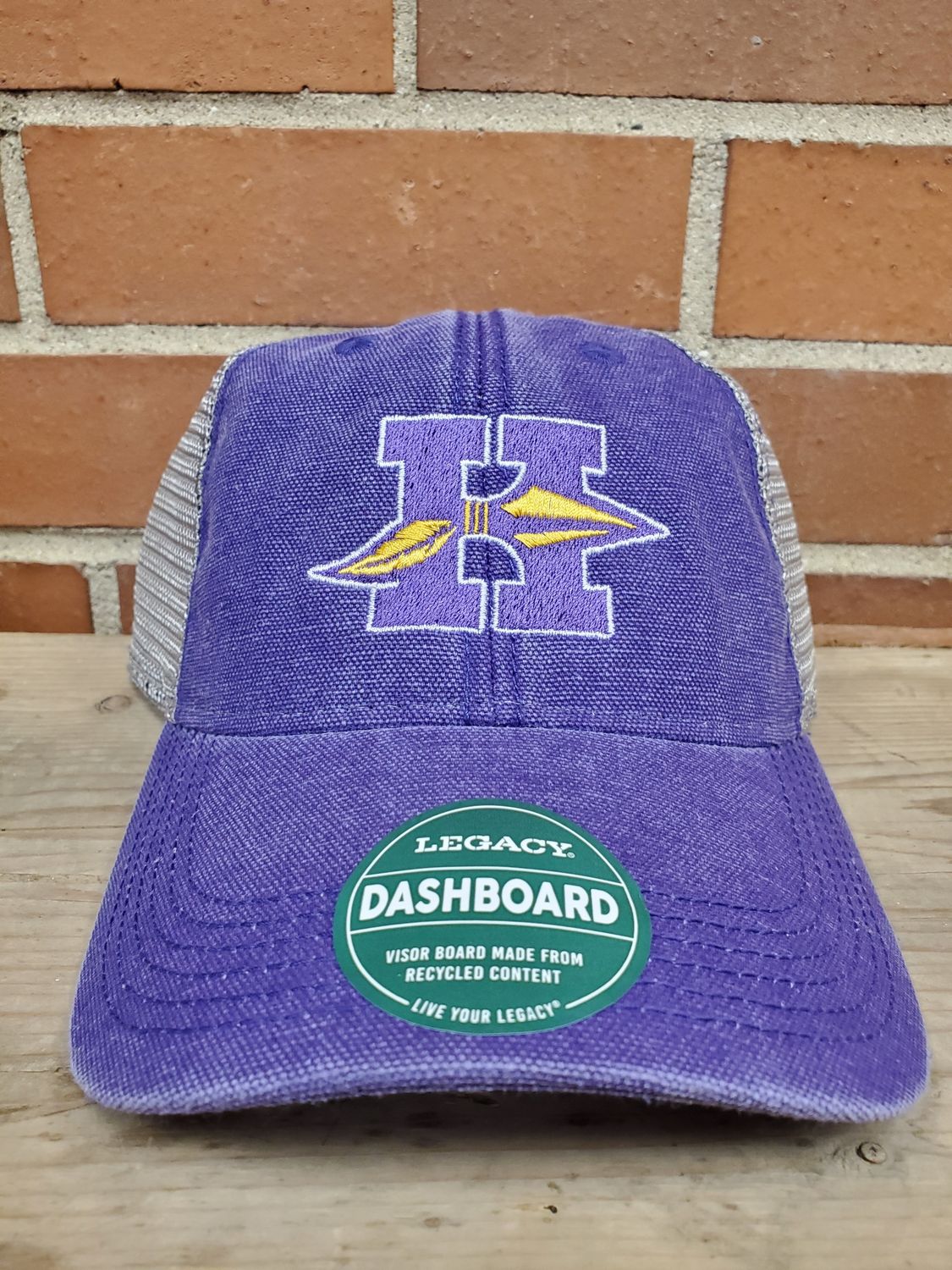Hononegah Legacy Dashboard Trucker Cap, Embroidered, Purple/Grey