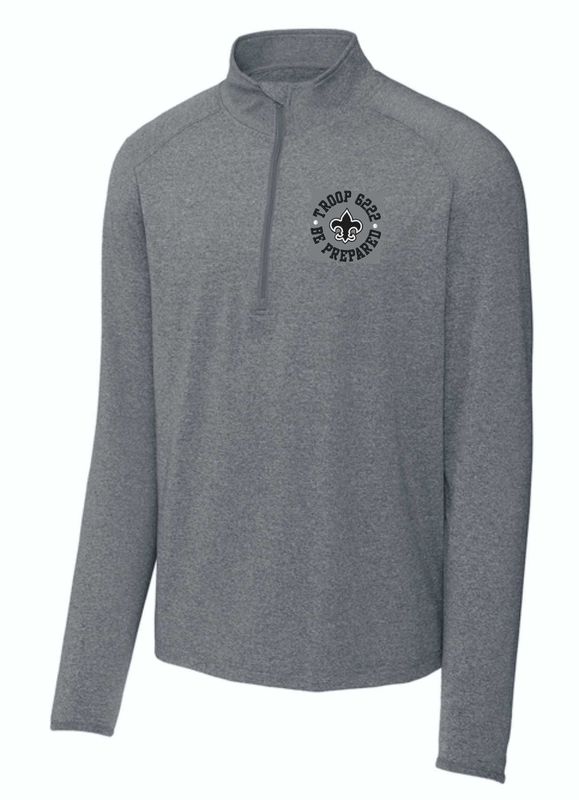 Troop 6222 Sport-Wick Stretch 1/4-Zip Pullover, Charcoal Grey Heather