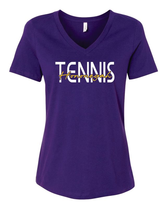Hononegah Tennis Women's Relaxed V-Neck Tee, 3 Color Options