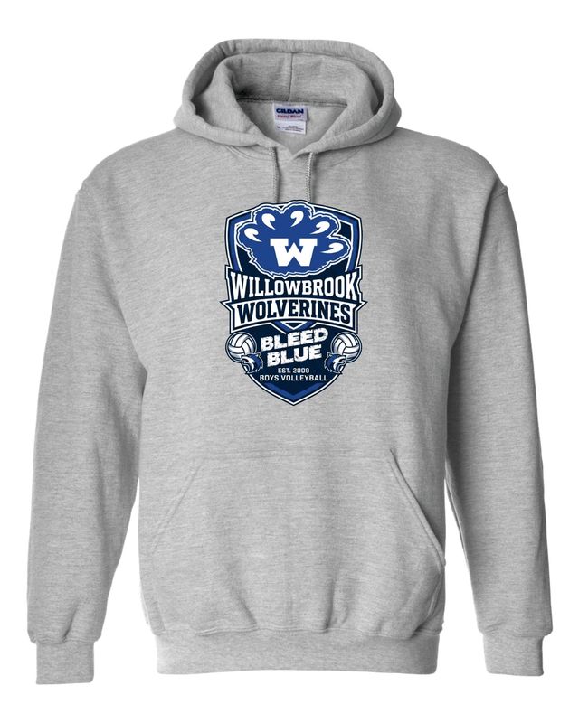 WILLOWBROOK VOLLEYBALL HOODED SWEATSHIRT, SPORT GREY