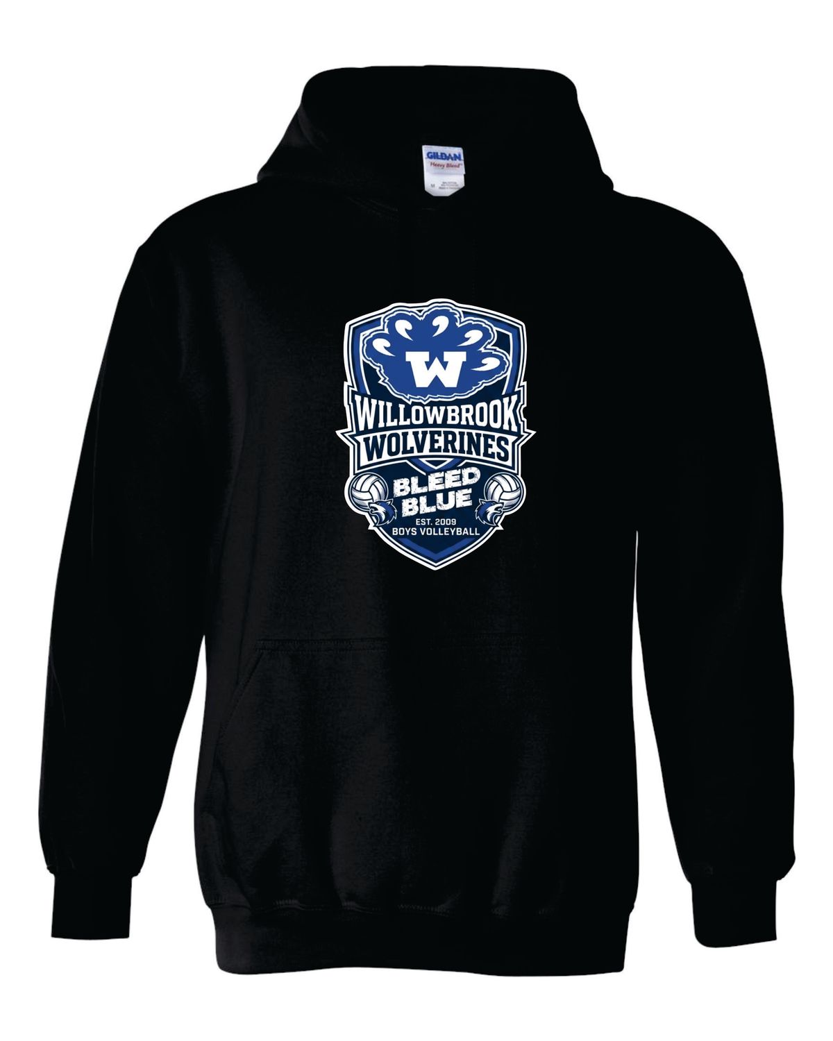 WILLOWBROOK VOLLEYBALL HOODED SWEATSHIRT, BLACK
