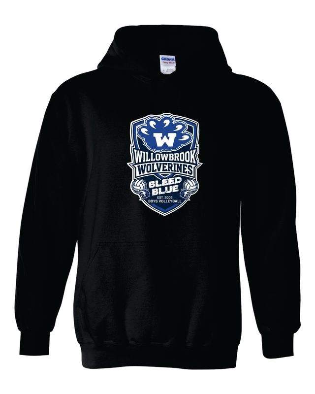 WILLOWBROOK VOLLEYBALL HOODED SWEATSHIRT, BLACK