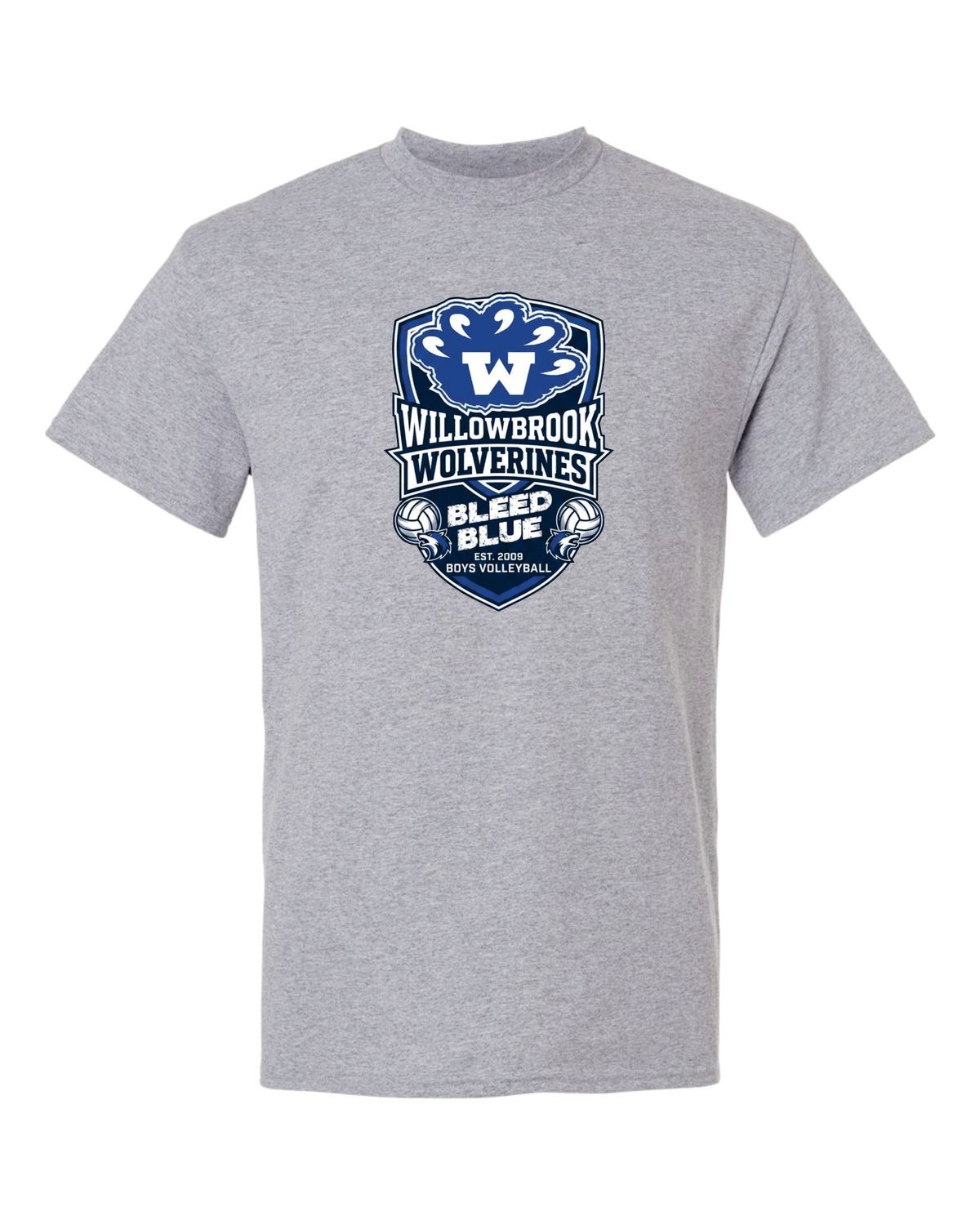 WILLOWBROOK VOLLEYBALL T-SHIRT, SPORT GREY