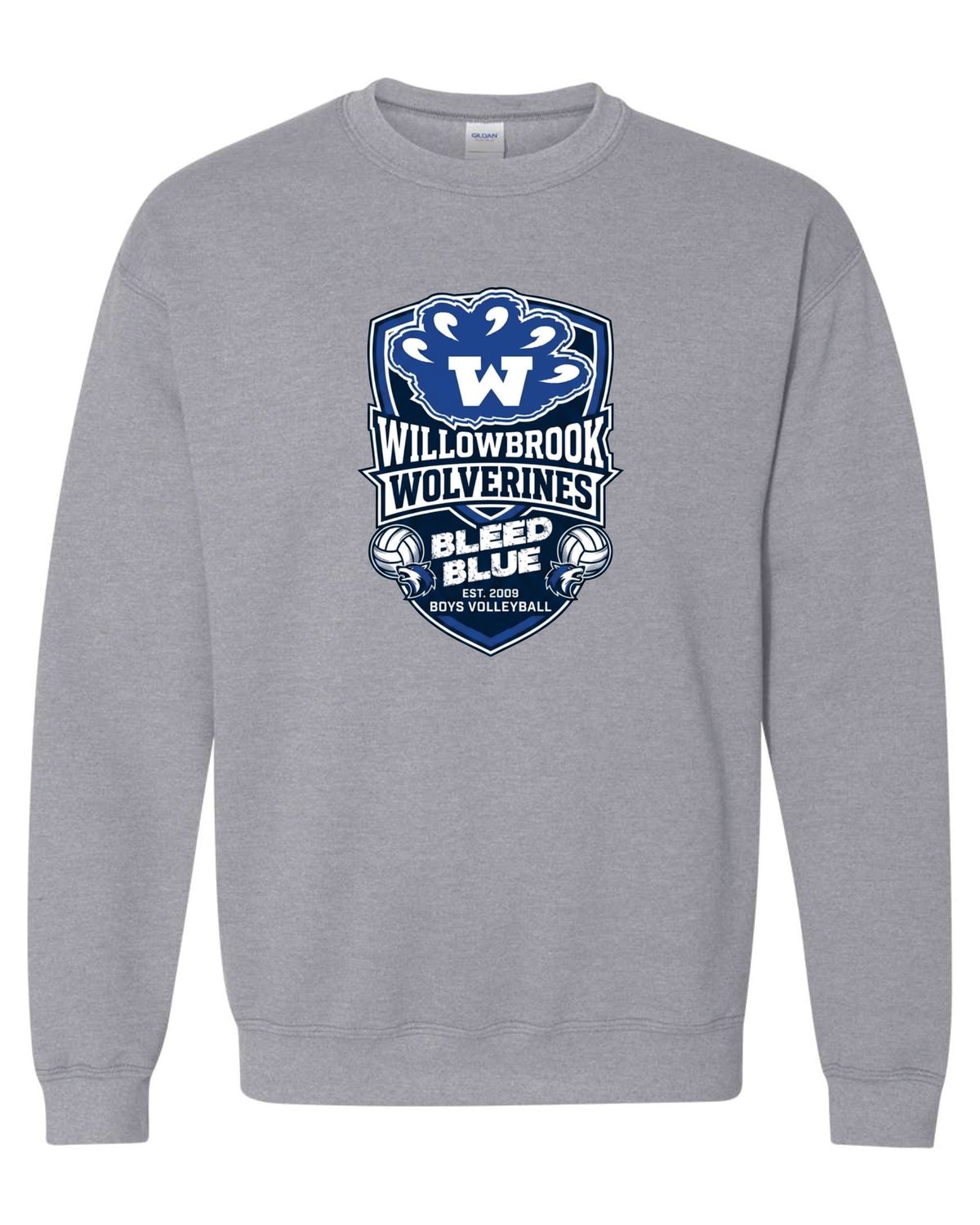 WILLOWBROOK VOLLEYBALL CREWNECK SWEATSHIRT, SPORT GREY
