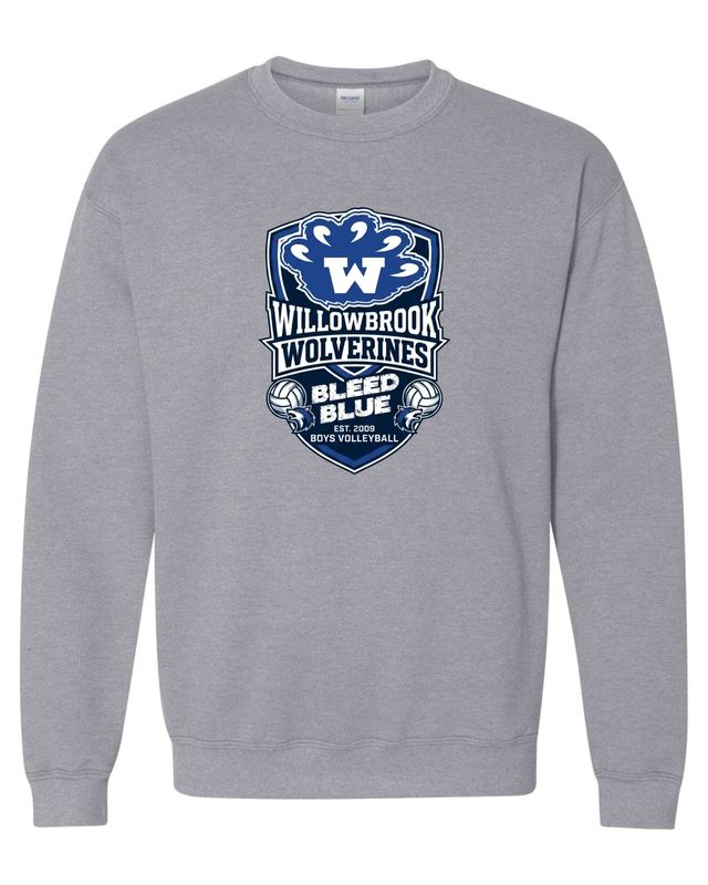 WILLOWBROOK VOLLEYBALL CREWNECK SWEATSHIRT, SPORT GREY