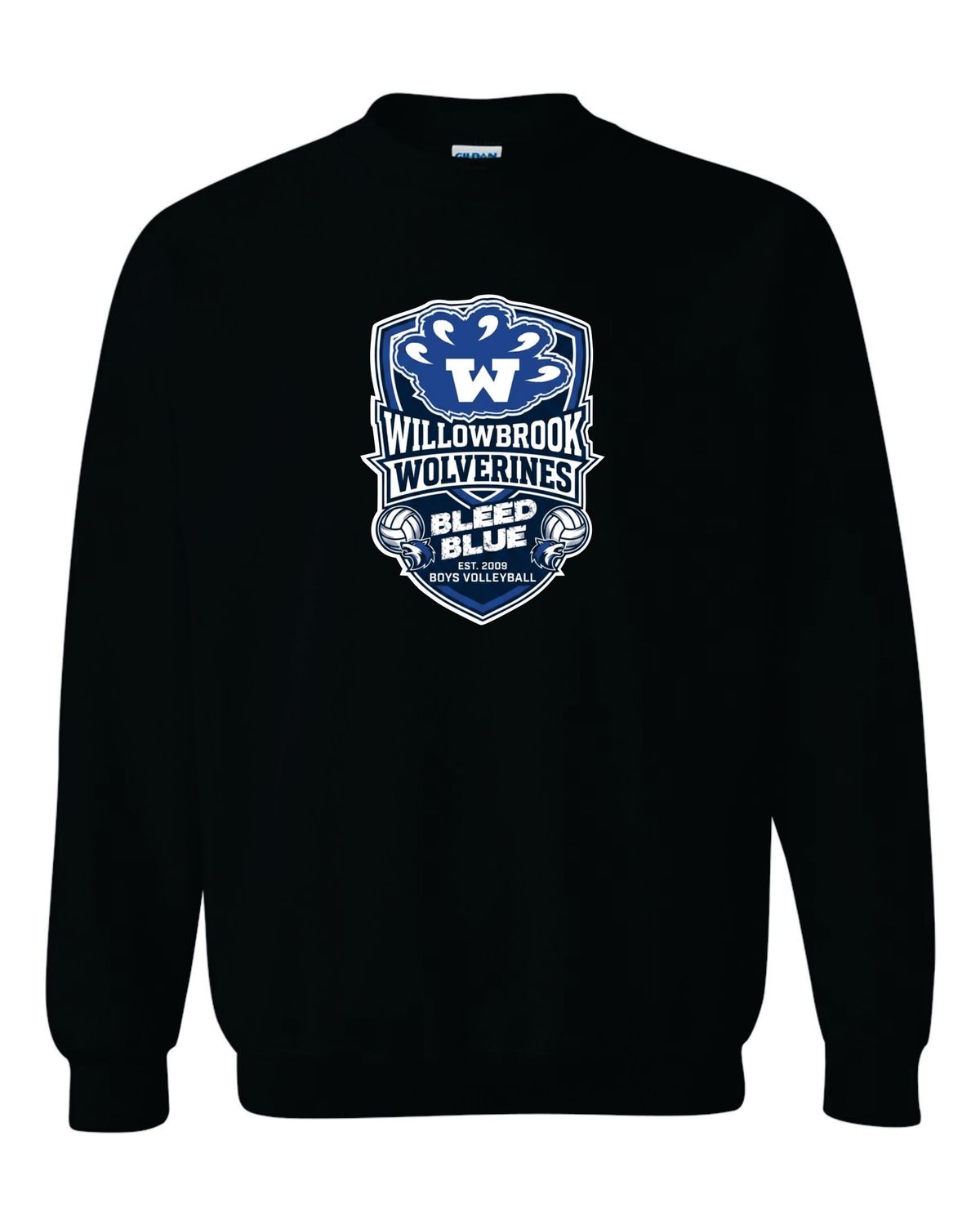 WILLOWBROOK VOLLEYBALL CREWNECK SWEATSHIRT, BLACK