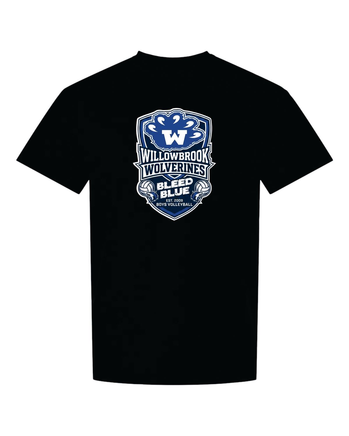 WILLOWBROOK VOLLEYBALL T-SHIRT, BLACK