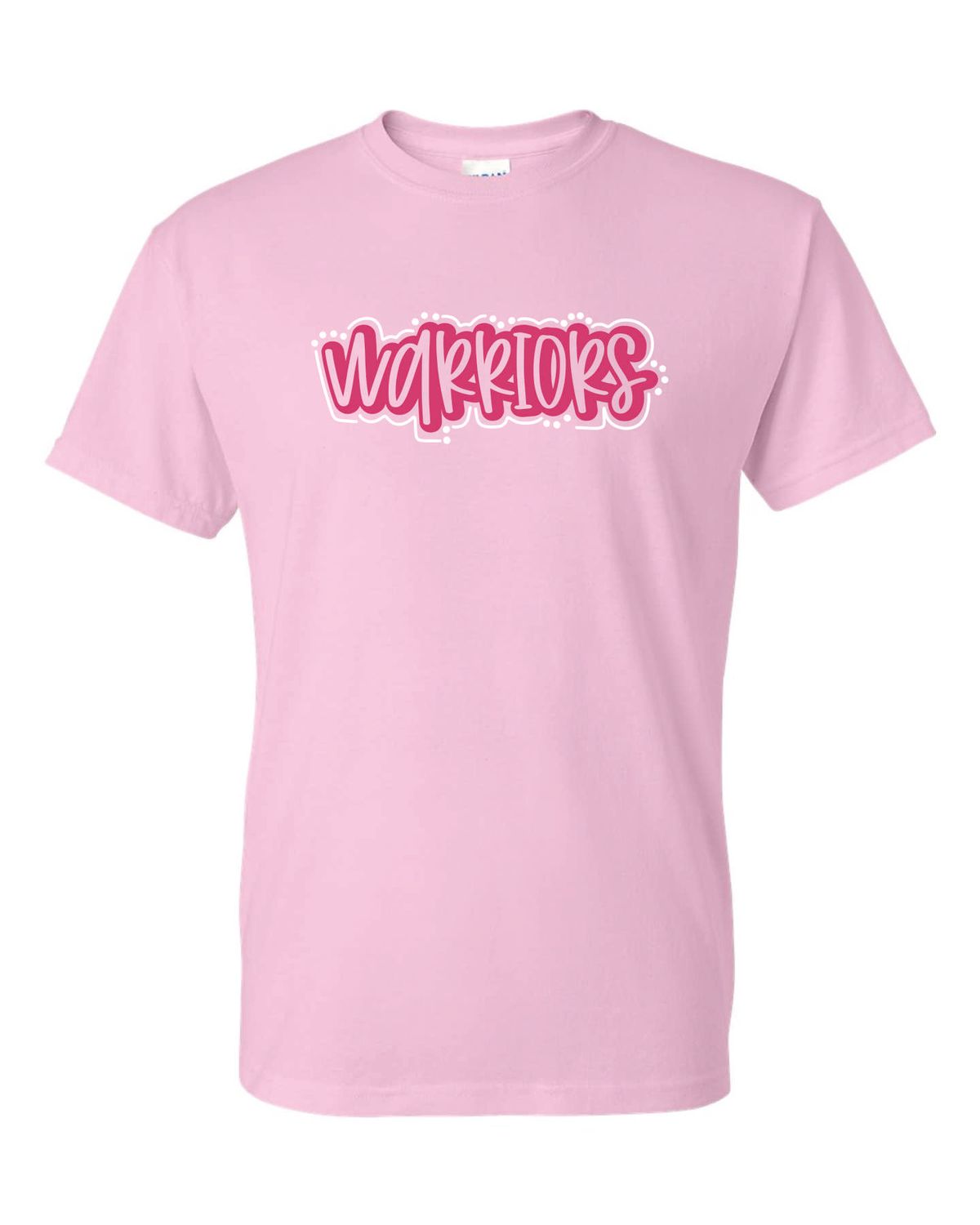 WARRIORS T-SHIRT, LIGHT PINK ***GLITTER LOGO***