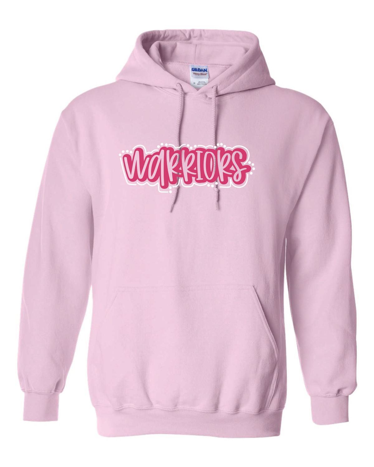 WARRIORS HOODED SWEATSHIRT, LIGHT PINK ***GLITTER LOGO***