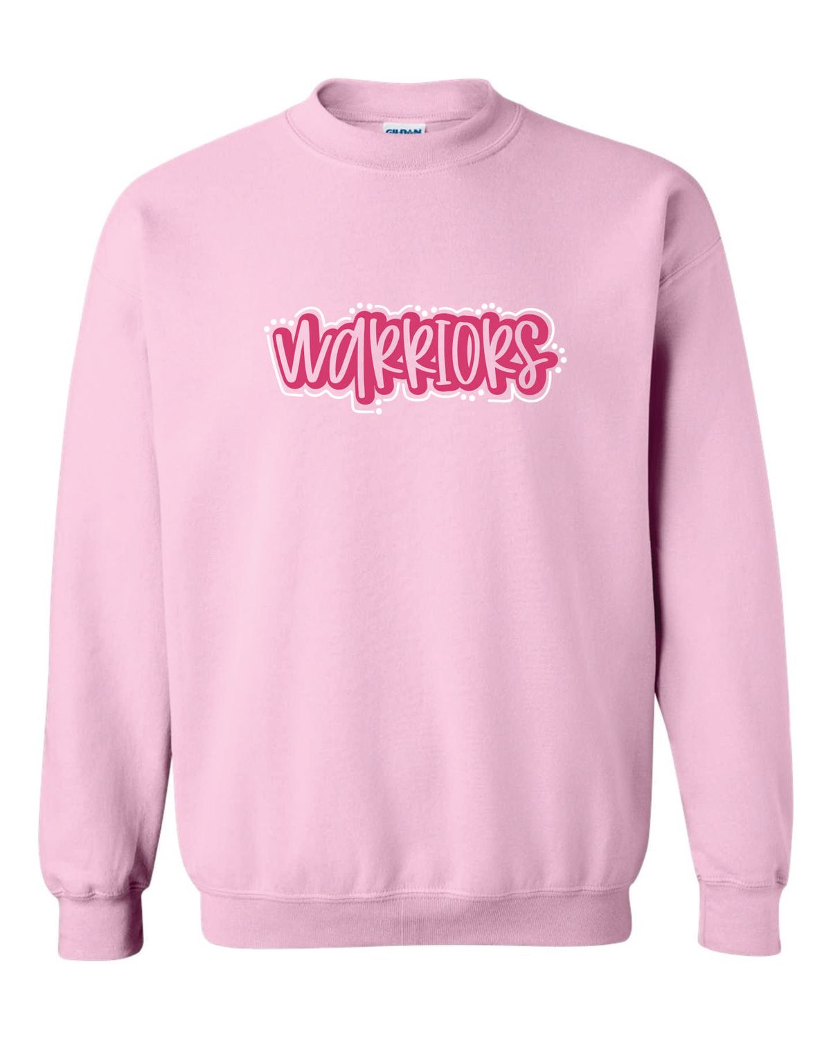 WARRIORS CREWNECK SWEATSHIRT, LIGHT PINK ***GLITTER LOGO***