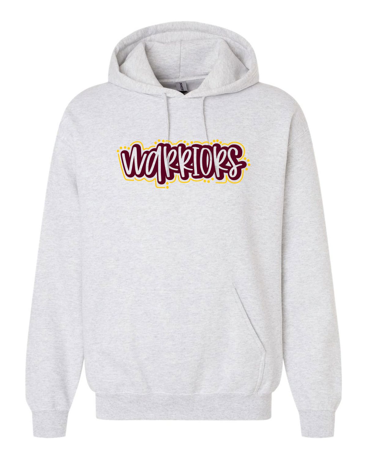 WARRIORS HOODED SWEATSHIRT, ASH GREY ***GLITTER LOGO***
